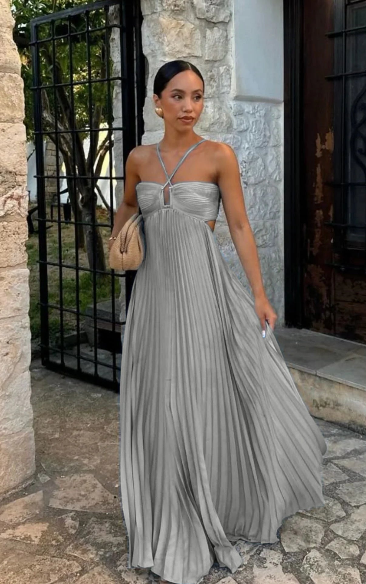 Halter Hollow Out Maxi Dress - HalleBeauty